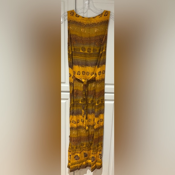 Pretty Pink Made In Nepal Dress Size Small NWOT Yellow Orange Sunset Motif - Picture 3 of 15